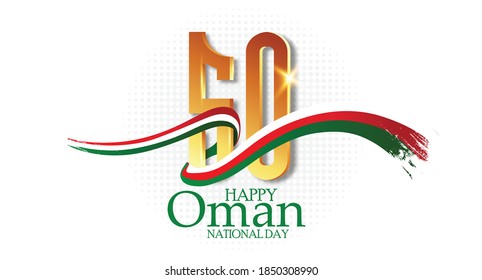 illustration Oman National Day Celebration with flag in Oman national day 18 th November