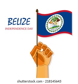 Illustration on Belize Flag in Hand for Independence day of Belize 