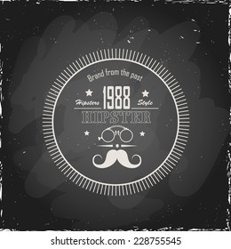 Illustration on a blackboard. Hipster style. Retro label design. Hipster background made of triangles. Square composition with geometric color flow effect. Color wheel with hipster theme label.