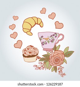 illustration on breakfast at a cafe