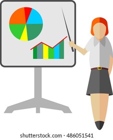 The illustration on business theme with a woman