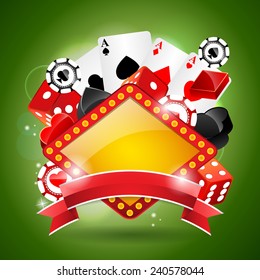 Illustration on a casino theme with ribbon.