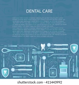 Illustration on   dental care theme. All objects are conveniently grouped  and are easily editable. Background pattern is horizontally seamless