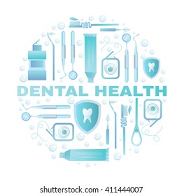 Illustration on   dental care theme. All objects are conveniently grouped  and are easily editable. Background pattern is horizontally seamless