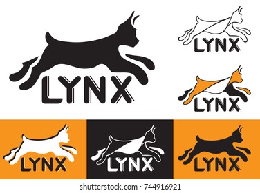 illustration on different backgrounds. silhouette of a running lynx symbol and pattern.not a trademark