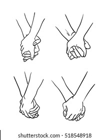 Illustration on different types of interlocking of hands between pairs or couples.