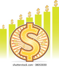 Illustration on Dollar supremacy with chart up