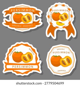Illustration on fruit theme from set juicy delicious persimmon of various sizes, fruit persimmon consisting of juicy organic food, collection persimmon in juicy fruit for menu exquisite gourmet
