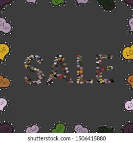 Illustration on gray, black and neutral colors. Seamless. Vector illustration. Lettering. Weekend Sale Banner Template.