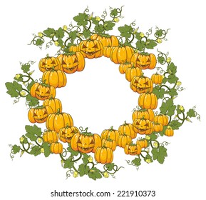 The illustration on a Halloween theme. Frame with pumpkins for Halloween.