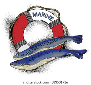 illustration on the marine theme 