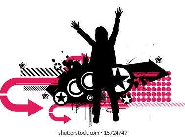 Illustration on a musical theme with boy
