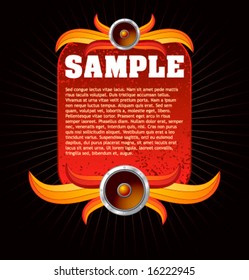 Illustration on a musical theme with loudspeakers. Vector element for design.