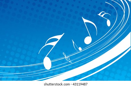 Illustration on a musical theme with music note background, vector illustration