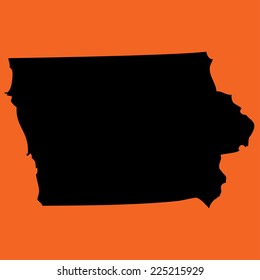 An Illustration on an Orange background of Iowa