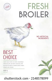The illustration on the packaging design is a broiler pecking a plant.