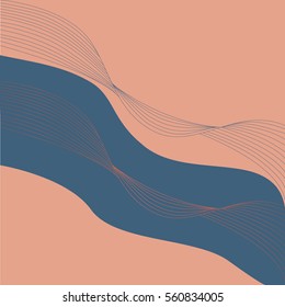 Illustration on pink blue background with flowing lines. Vector.