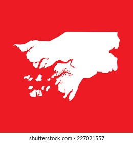 An Illustration on an Red background of Guinea Bissau