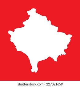 An Illustration on an Red background of Kosovo