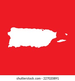 An Illustration on an Red background of Puerto Rico