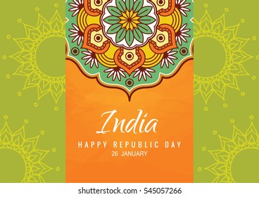 Illustration on Republic Day of India on green abstract background
