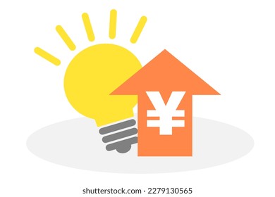 Illustration on the Rising Cost of Electricity. Japanese Yen symbols.