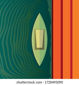 Illustration on a river bank with boat