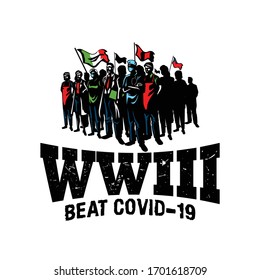 an illustration on silhouette style to bring the message about world against corona virus.