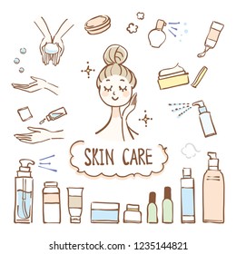 Illustration on skin care.
It is a cute atmosphere with handwriting