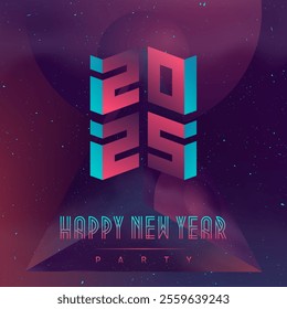 Illustration on the space theme with number  2025. Abstract planets. Futuristic design poster with abstract elements in dark space. Applicable for covers, music posters and dj flyers. Happy New Year.