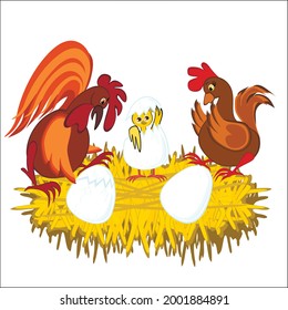 Ilustración en un fondo cuadrado - gallo, pollo,...
