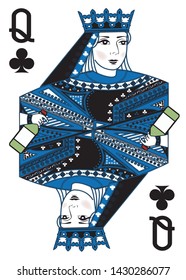 
illustration on the theme of alcohol with a queen and a green bottle
