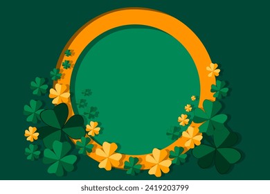 Illustration on theme beautiful shape banner in style paper cut for celebrate holiday patricks day, decorative paper cut consisting of many design elements patricks day, patricks day from paper cut