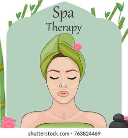 
illustration on the theme of beauty, self-care, spa salons, relaxation. Painted elements can be used for business cards, flyers, salon ads, web sat, background.