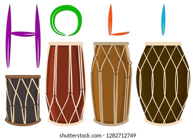 Illustration on theme big colored set different types audio drums, tambour various size. Drum pattern consisting of collection accessory tambour orchestra. Tambour skin as drum for celebrate holiday.