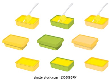 Illustration on theme big colored set different types creamy butter, dairy oil various size. Creamy butter pattern consisting of collection accessory meal dairy oil. Dairy oil from yummy creamy butter