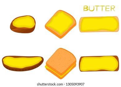 Illustration on theme big colored set different types creamy butter, dairy oil various size. Creamy butter pattern consisting of collection accessory meal dairy oil. Dairy oil from yummy creamy butter