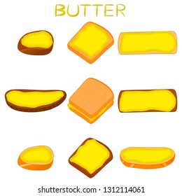 Illustration on theme big colored set different types creamy butter, dairy oil various size. Creamy butter pattern consisting of collection accessory meal dairy oil. Dairy oil from yummy creamy butter