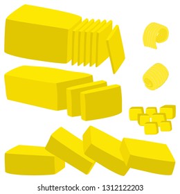 Illustration on theme big colored set different types creamy butter, dairy oil various size. Creamy butter pattern consisting of collection accessory meal dairy oil. Dairy oil from yummy creamy butter