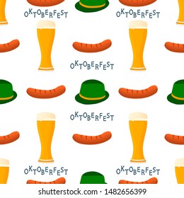 Illustration on theme big colored pattern oktoberfest, german holiday it fest sausage. Pattern consisting of collection fest sausage, accessory for oktoberfest. Fest Oktoberfest pattern from sausage.