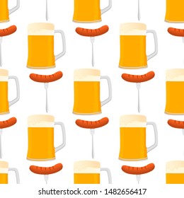Illustration on theme big colored pattern oktoberfest, german holiday it fest beer. Pattern consisting of collection fest beer, accessory for oktoberfest. Fest Oktoberfest pattern from beer.