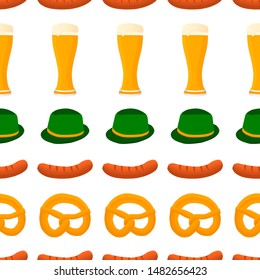 Illustration on theme big colored pattern oktoberfest, german holiday it fest pretzel. Pattern consisting of collection fest pretzel, accessory for oktoberfest. Fest Oktoberfest pattern from pretzel.