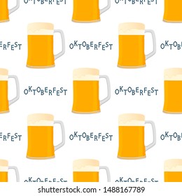 Illustration on theme big colored pattern oktoberfest, german holiday it fest beer. Pattern consisting of collection fest beer, accessory for oktoberfest. Fest Oktoberfest pattern from beer.