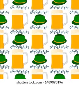 Illustration on theme big colored pattern oktoberfest, german holiday it fest beer. Pattern consisting of collection fest beer, accessory for oktoberfest. Fest Oktoberfest pattern from beer.