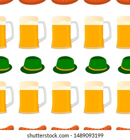 Illustration on theme big colored pattern oktoberfest, german holiday it fest pretzel. Pattern consisting of collection fest pretzel, accessory for oktoberfest. Fest Oktoberfest pattern from pretzel.