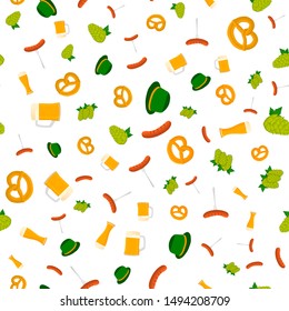 Illustration on theme big colored pattern oktoberfest, german holiday it fest pretzel. Pattern consisting of collection fest pretzel, accessory for oktoberfest. Fest Oktoberfest pattern from pretzel.