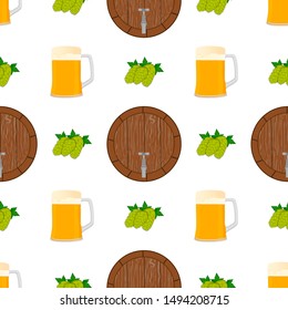 Illustration on theme big colored pattern oktoberfest, german holiday it fest barrel. Pattern consisting of collection fest barrel, accessory for oktoberfest. Fest Oktoberfest pattern from barrel.