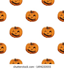 Illustration on theme big colored pattern Halloween, seamless orange pumpkin. Seamless pattern consisting of collection pumpkin, accessory at Halloween. Rare pattern Halloween from seamless pumpkin.