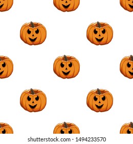 Illustration on theme big colored pattern Halloween, seamless orange pumpkin. Seamless pattern consisting of collection pumpkin, accessory at Halloween. Rare pattern Halloween from seamless pumpkin.