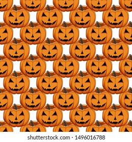 Illustration on theme big colored pattern Halloween, seamless orange pumpkin. Seamless pattern consisting of collection pumpkin, accessory at Halloween. Rare pattern Halloween from seamless pumpkin.
